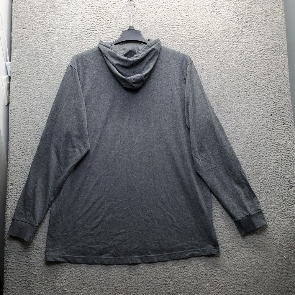 Adidas Hoodie Mens 2XLT Gray Graphic Logo Long Sleeve Lightweight Pullover EUC
